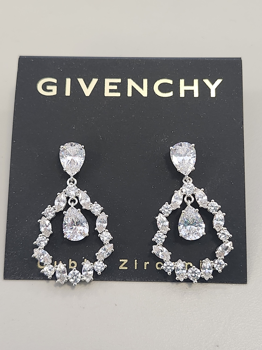 NWT Silver-Tone Crystal Drop Earrings